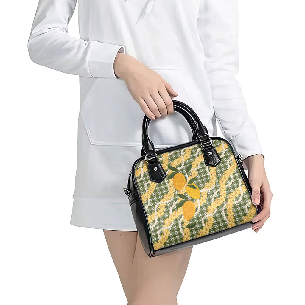 Uliuli Ahiahia Hawaiian Mango Palaka Shoulder Handbag Aloha Hibiscus Pikake Lei LT9 - Polynesian Pride