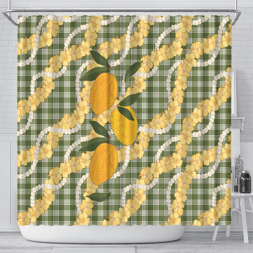Uliuli Ahiahia Hawaiian Mango Palaka Shower Curtain Aloha Hibiscus Pikake Lei LT9 - Polynesian Pride