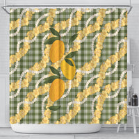 Uliuli Ahiahia Hawaiian Mango Palaka Shower Curtain Aloha Hibiscus Pikake Lei LT9 - Polynesian Pride