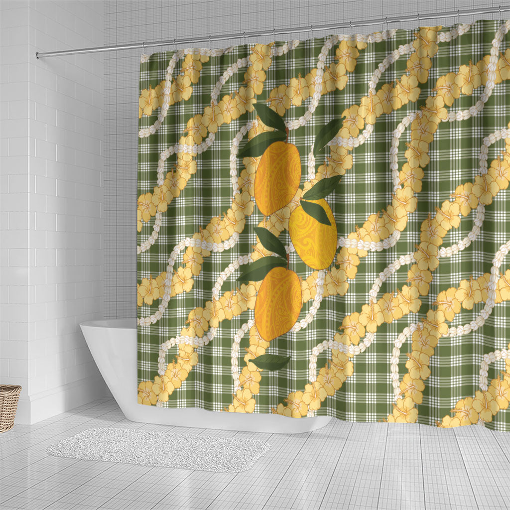Uliuli Ahiahia Hawaiian Mango Palaka Shower Curtain Aloha Hibiscus Pikake Lei LT9 - Polynesian Pride