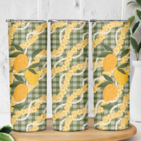 Uliuli Ahiahia Hawaiian Mango Palaka Skinny Tumbler Aloha Hibiscus Pikake Lei LT9 - Polynesian Pride