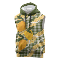 Uliuli Ahiahia Hawaiian Mango Palaka Sleeveless Hoodie Aloha Hibiscus Pikake Lei LT9 Sage Green - Polynesian Pride
