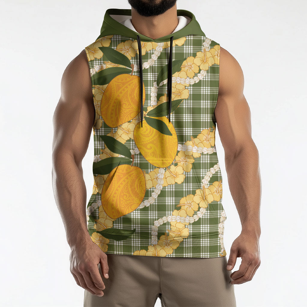 Uliuli Ahiahia Hawaiian Mango Palaka Sleeveless Hoodie Aloha Hibiscus Pikake Lei LT9 - Polynesian Pride