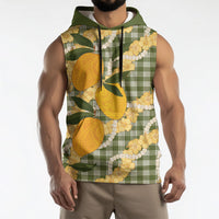 Uliuli Ahiahia Hawaiian Mango Palaka Sleeveless Hoodie Aloha Hibiscus Pikake Lei LT9 - Polynesian Pride
