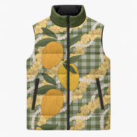Uliuli Ahiahia Hawaiian Mango Palaka Sleeveless Puffer Jacket Aloha Hibiscus Pikake Lei LT9 Unisex Sage Green - Polynesian Pride