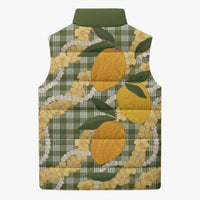 Uliuli Ahiahia Hawaiian Mango Palaka Sleeveless Puffer Jacket Aloha Hibiscus Pikake Lei LT9 - Polynesian Pride
