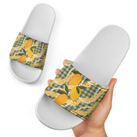 Uliuli Ahiahia Hawaiian Mango Palaka Slide Sandals Aloha Hibiscus Pikake Lei LT9 - Polynesian Pride