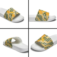 Uliuli Ahiahia Hawaiian Mango Palaka Slide Sandals Aloha Hibiscus Pikake Lei LT9 - Polynesian Pride