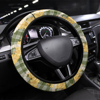 Uliuli Ahiahia Hawaiian Mango Palaka Steering Wheel Cover Aloha Hibiscus Pikake Lei LT9 Universal Fit Sage Green - Polynesian Pride