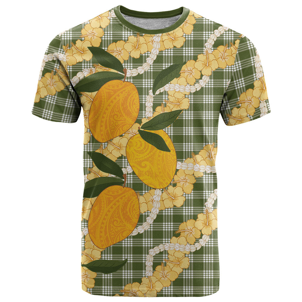 Uliuli Ahiahia Hawaiian Mango Palaka T Shirt Aloha Hibiscus Pikake Lei LT9 Sage Green - Polynesian Pride