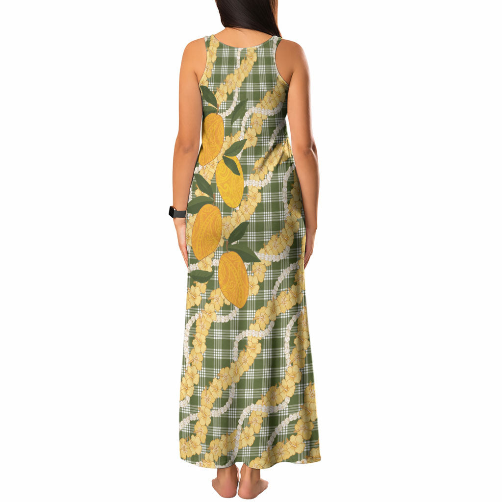 Uliuli Ahiahia Hawaiian Mango Palaka Tank Maxi Dress Aloha Hibiscus Pikake Lei LT9 - Polynesian Pride