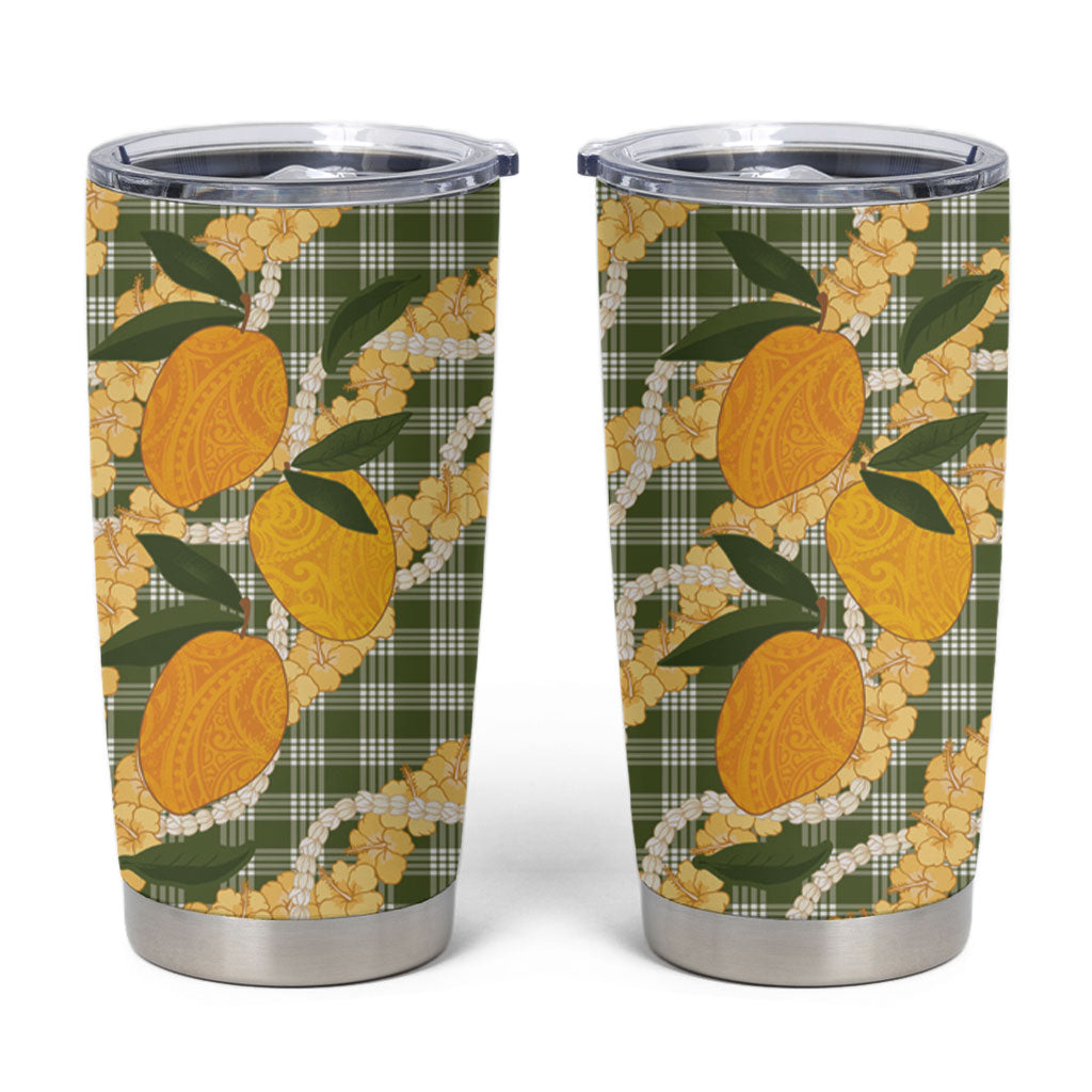 Uliuli Ahiahia Hawaiian Mango Palaka Tumbler Cup Aloha Hibiscus Pikake Lei LT9 Sage Green - Polynesian Pride