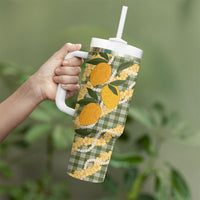 Uliuli Ahiahia Hawaiian Mango Palaka Tumbler With Handle Aloha Hibiscus Pikake Lei LT9 - Polynesian Pride