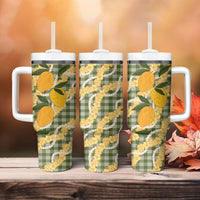 Uliuli Ahiahia Hawaiian Mango Palaka Tumbler With Handle Aloha Hibiscus Pikake Lei LT9 - Polynesian Pride