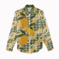 Uliuli Ahiahia Hawaiian Mango Palaka Women Casual Shirt Aloha Hibiscus Pikake Lei LT9 - Polynesian Pride