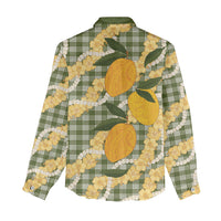 Uliuli Ahiahia Hawaiian Mango Palaka Women Casual Shirt Aloha Hibiscus Pikake Lei LT9 - Polynesian Pride