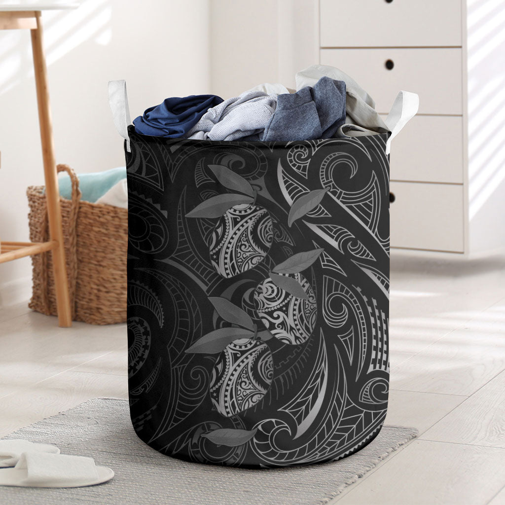 Hawaiian Mango Tribal Tattoo Laundry Basket Black White Pacific Traditional Pattern LT9 Black - Polynesian Pride