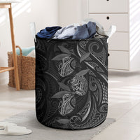 Hawaiian Mango Tribal Tattoo Laundry Basket Black White Pacific Traditional Pattern LT9 Black - Polynesian Pride