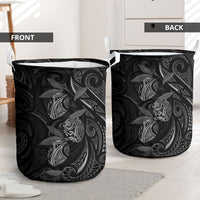 Hawaiian Mango Tribal Tattoo Laundry Basket Black White Pacific Traditional Pattern LT9 - Polynesian Pride