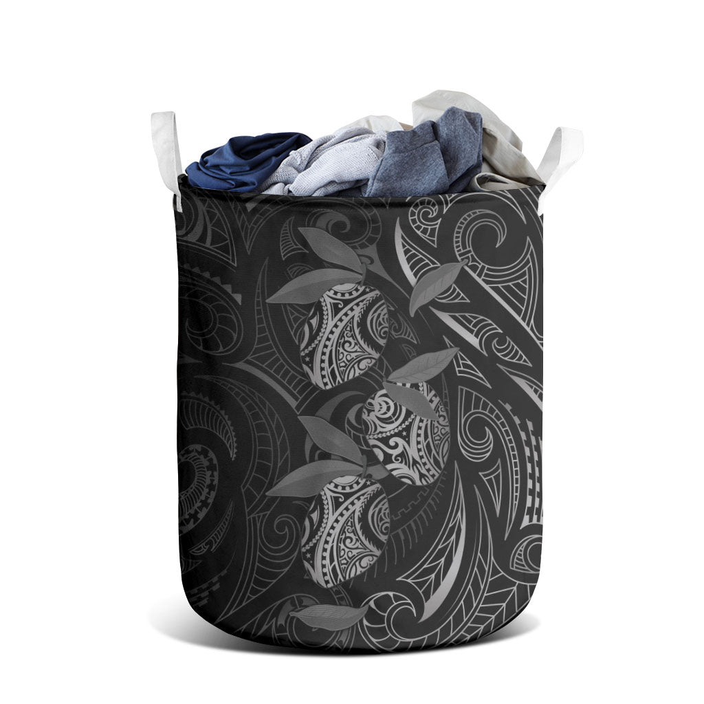 Hawaiian Mango Tribal Tattoo Laundry Basket Black White Pacific Traditional Pattern LT9 - Polynesian Pride
