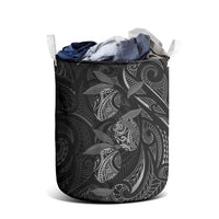 Hawaiian Mango Tribal Tattoo Laundry Basket Black White Pacific Traditional Pattern LT9 - Polynesian Pride