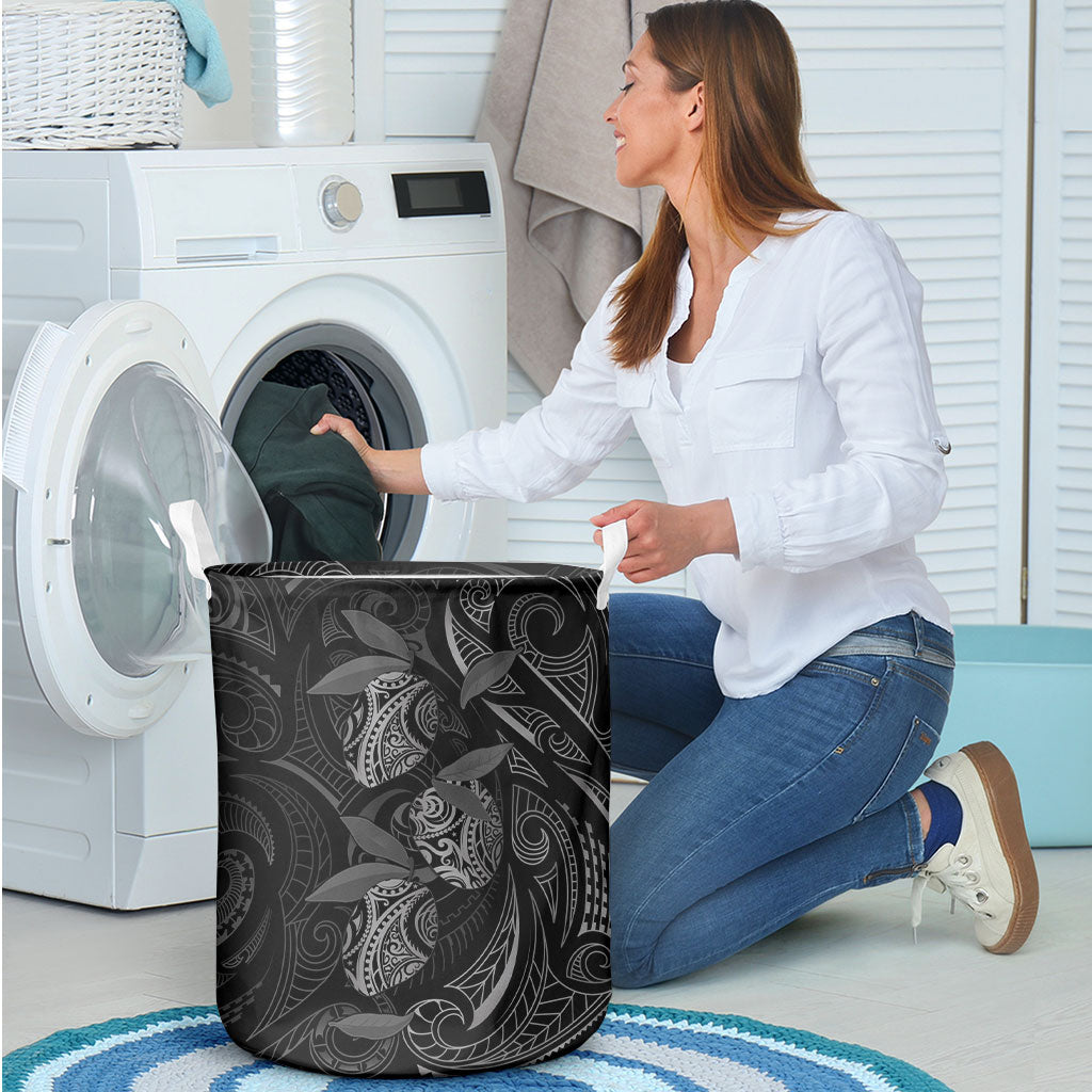 Hawaiian Mango Tribal Tattoo Laundry Basket Black White Pacific Traditional Pattern LT9 - Polynesian Pride