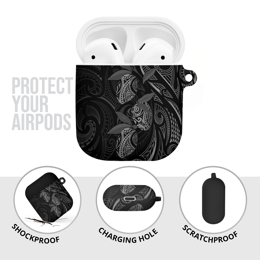 Hawaiian Mango Tribal Tattoo AirPods Case Black White Pacific Traditional Pattern LT9 - Polynesian Pride