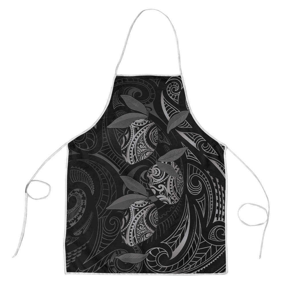Hawaiian Mango Tribal Tattoo Apron Black White Pacific Traditional Pattern LT9 Black - Polynesian Pride