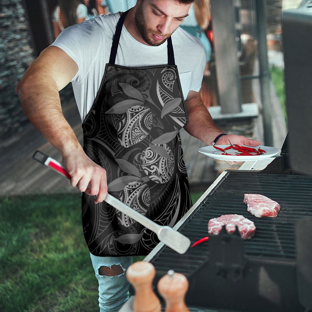 Hawaiian Mango Tribal Tattoo Apron Black White Pacific Traditional Pattern LT9 - Polynesian Pride