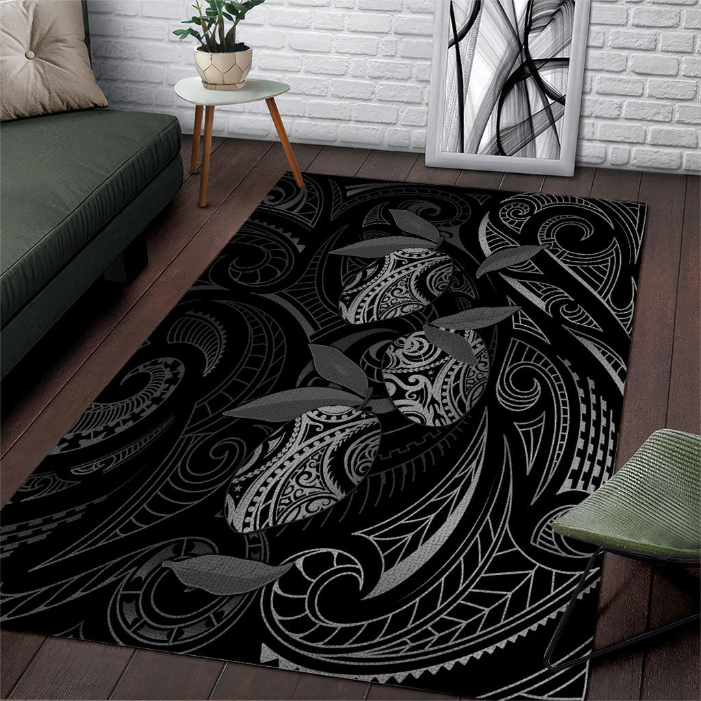 Hawaiian Mango Tribal Tattoo Area Rug Black White Pacific Traditional Pattern LT9 Black - Polynesian Pride