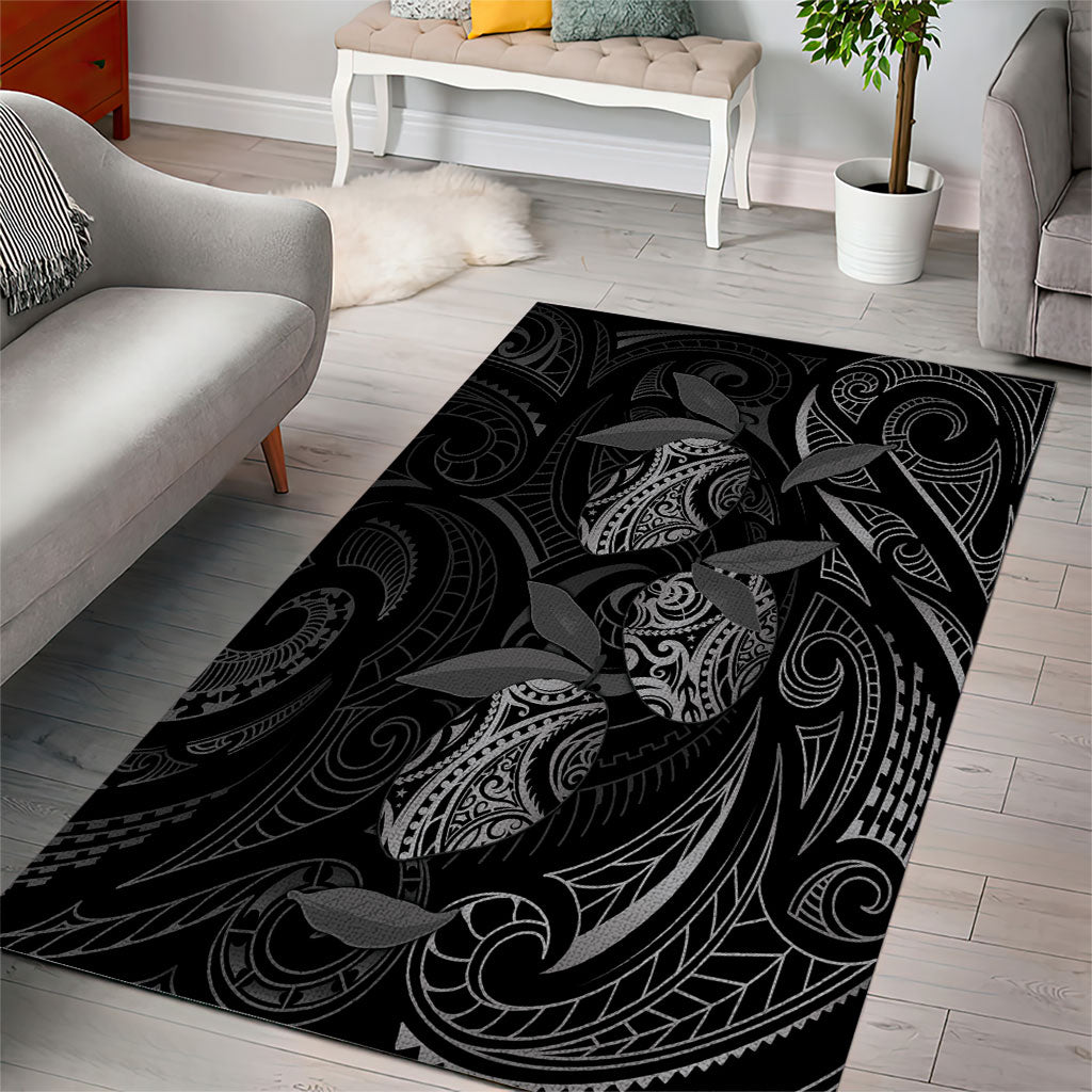 Hawaiian Mango Tribal Tattoo Area Rug Black White Pacific Traditional Pattern LT9 - Polynesian Pride