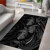 Hawaiian Mango Tribal Tattoo Area Rug Black White Pacific Traditional Pattern LT9 - Polynesian Pride