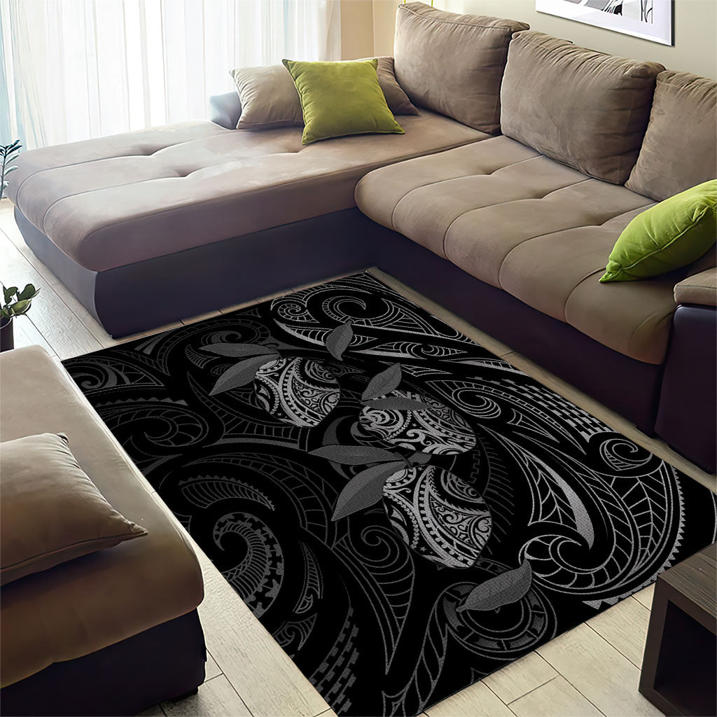 Hawaiian Mango Tribal Tattoo Area Rug Black White Pacific Traditional Pattern LT9 - Polynesian Pride