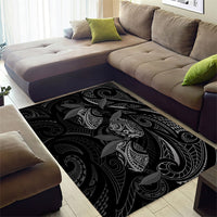 Hawaiian Mango Tribal Tattoo Area Rug Black White Pacific Traditional Pattern LT9 - Polynesian Pride