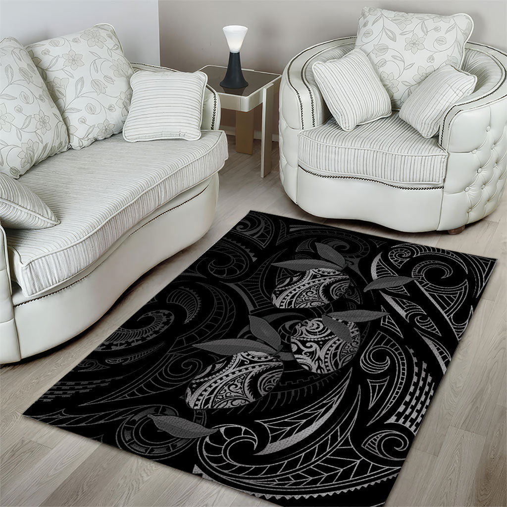 Hawaiian Mango Tribal Tattoo Area Rug Black White Pacific Traditional Pattern LT9 - Polynesian Pride