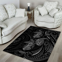 Hawaiian Mango Tribal Tattoo Area Rug Black White Pacific Traditional Pattern LT9 - Polynesian Pride