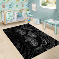 Hawaiian Mango Tribal Tattoo Area Rug Black White Pacific Traditional Pattern LT9 - Polynesian Pride