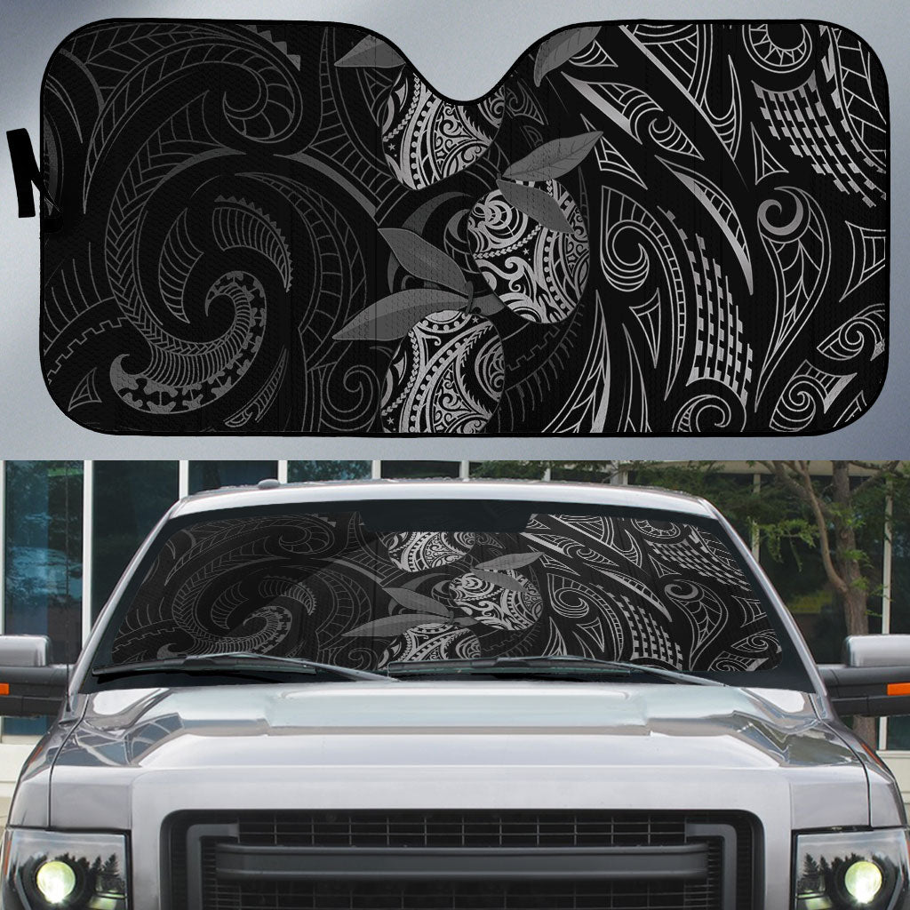 Hawaiian Mango Tribal Tattoo Auto Sun Shade Black White Pacific Traditional Pattern LT9 Black - Polynesian Pride