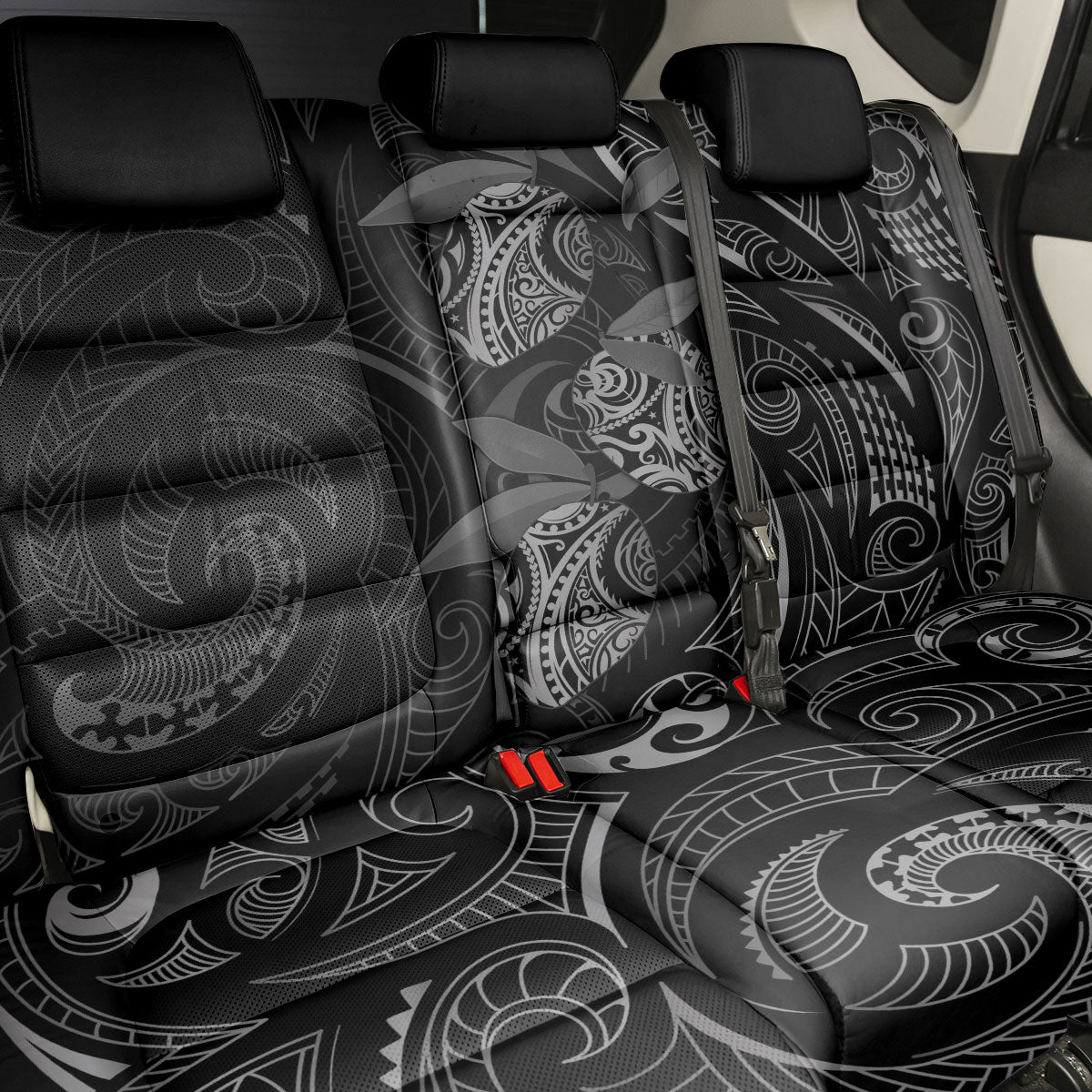 Hawaiian Mango Tribal Tattoo Back Car Seat Cover Black White Pacific Traditional Pattern LT9 - Polynesian Pride