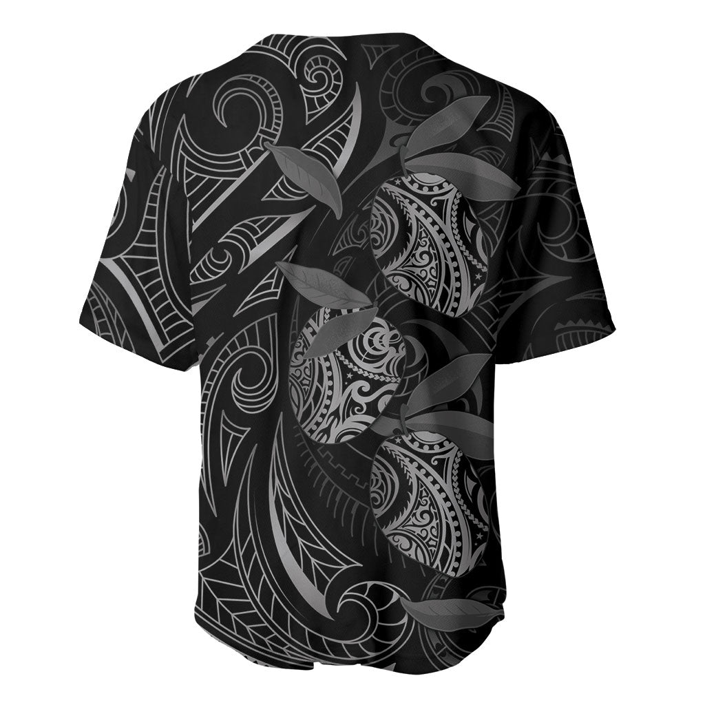 Hawaiian Mango Tribal Tattoo Baseball Jersey Black White Pacific Traditional Pattern LT9 - Polynesian Pride