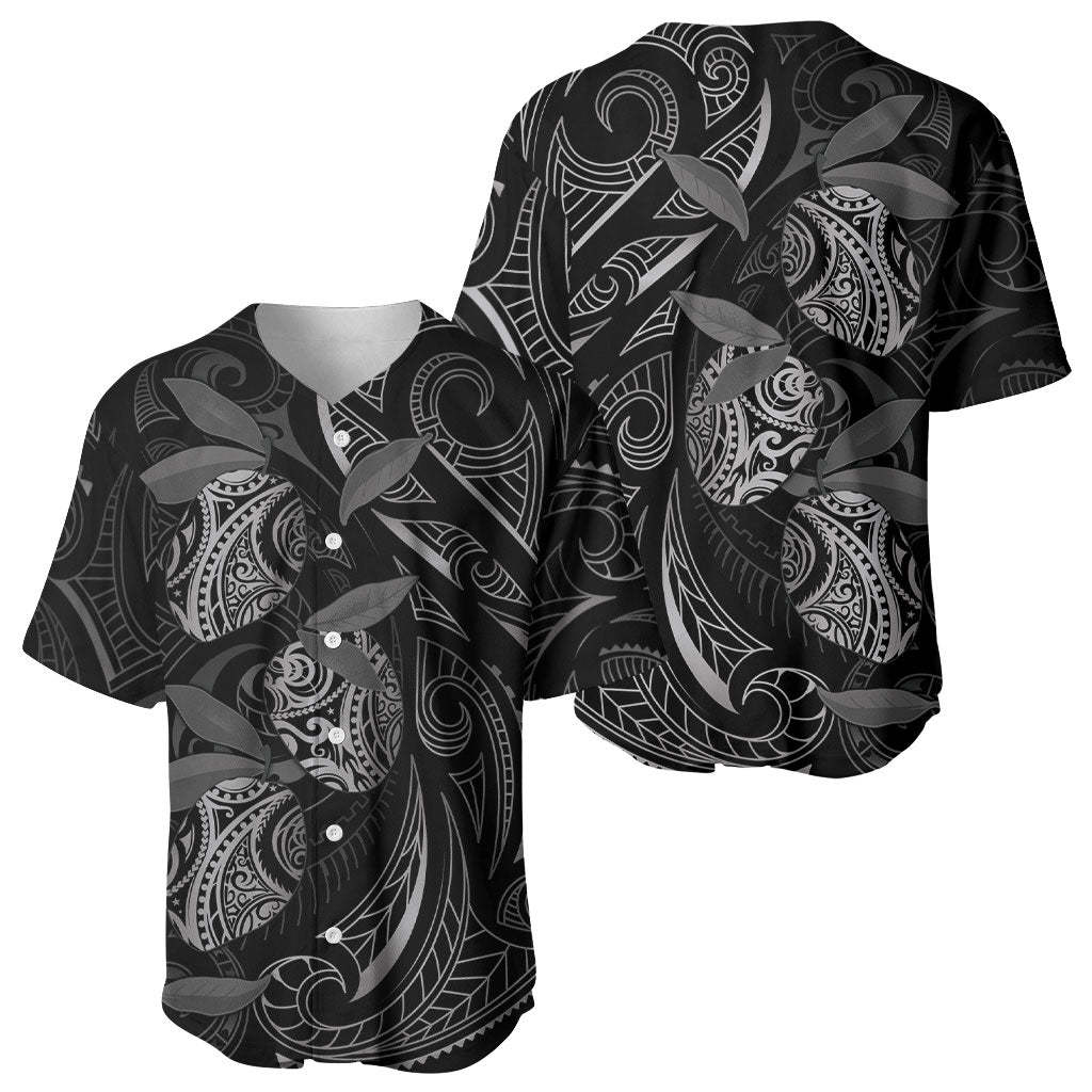 Hawaiian Mango Tribal Tattoo Baseball Jersey Black White Pacific Traditional Pattern LT9 - Polynesian Pride