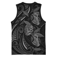 Hawaiian Mango Tribal Tattoo Basketball Jersey Black White Pacific Traditional Pattern LT9 - Polynesian Pride
