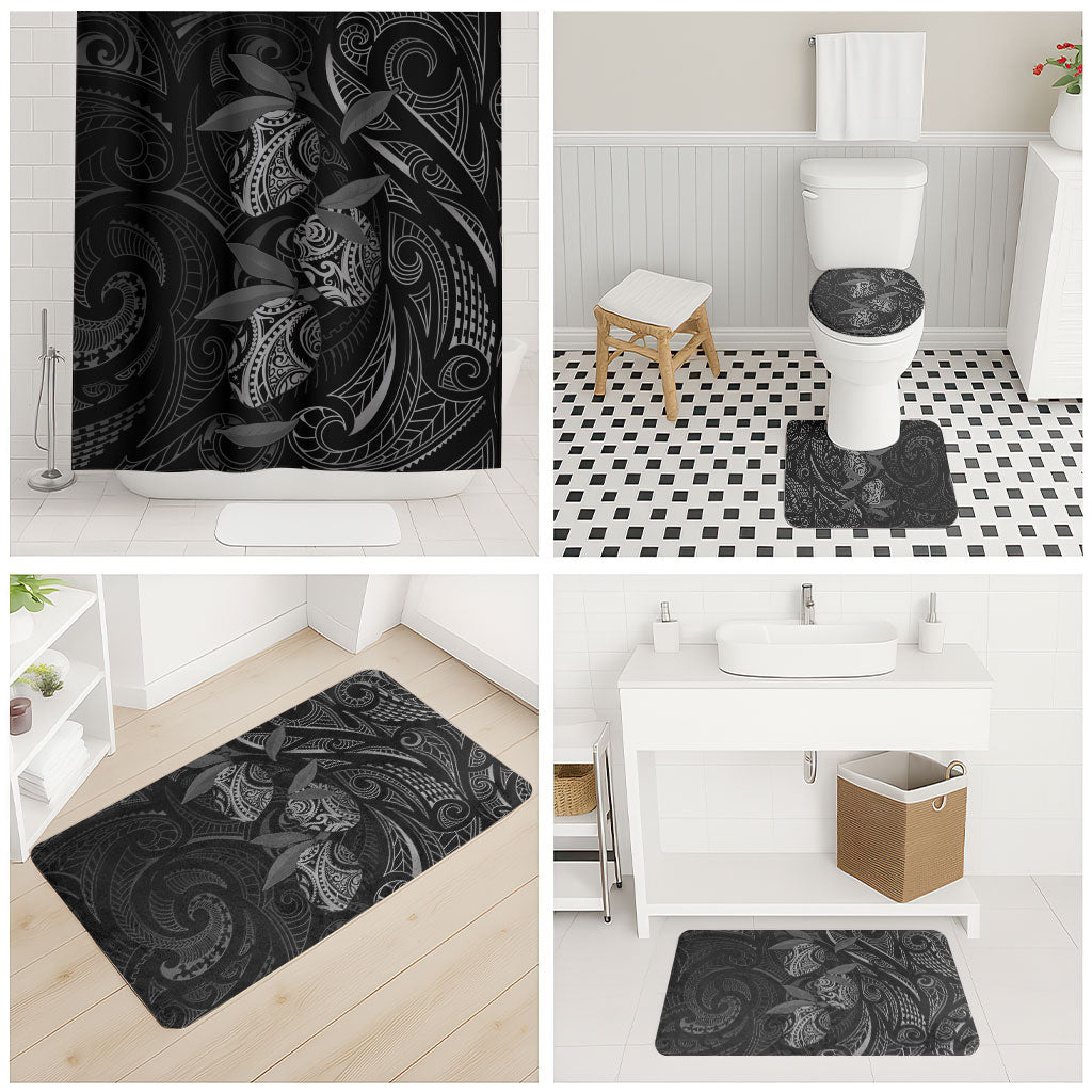 Hawaiian Mango Tribal Tattoo Bathroom Set Black White Pacific Traditional Pattern LT9 - Polynesian Pride