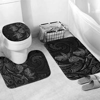 Hawaiian Mango Tribal Tattoo Bathroom Set Black White Pacific Traditional Pattern LT9 Mat Set Only (3 pcs) One Size Black - Polynesian Pride