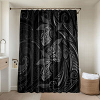 Hawaiian Mango Tribal Tattoo Bathroom Set Black White Pacific Traditional Pattern LT9 Shower Curtain Only Black - Polynesian Pride