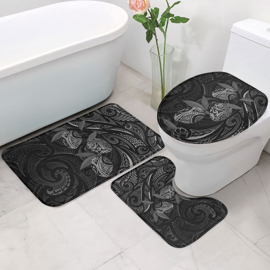 Hawaiian Mango Tribal Tattoo Bathroom Set Black White Pacific Traditional Pattern LT9 - Polynesian Pride
