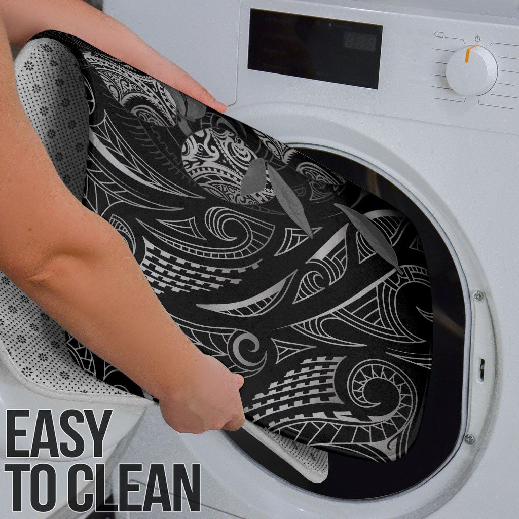 Hawaiian Mango Tribal Tattoo Bathroom Set Black White Pacific Traditional Pattern LT9 - Polynesian Pride