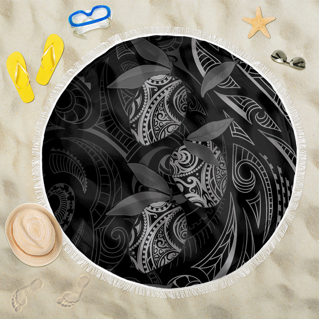 Hawaiian Mango Tribal Tattoo Beach Blanket Black White Pacific Traditional Pattern LT9 One Size 150cm Black - Polynesian Pride