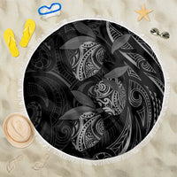 Hawaiian Mango Tribal Tattoo Beach Blanket Black White Pacific Traditional Pattern LT9 One Size 150cm Black - Polynesian Pride