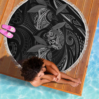 Hawaiian Mango Tribal Tattoo Beach Blanket Black White Pacific Traditional Pattern LT9 - Polynesian Pride